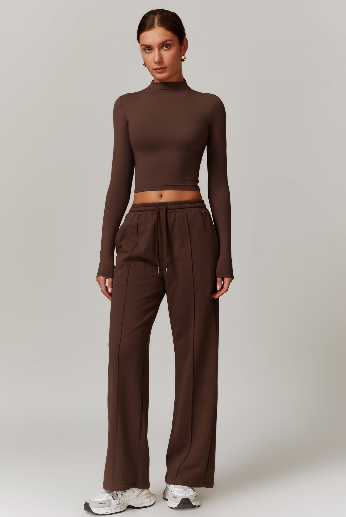 Long Sleeve Brown Top with Classy Round Neckline By BOTA Official