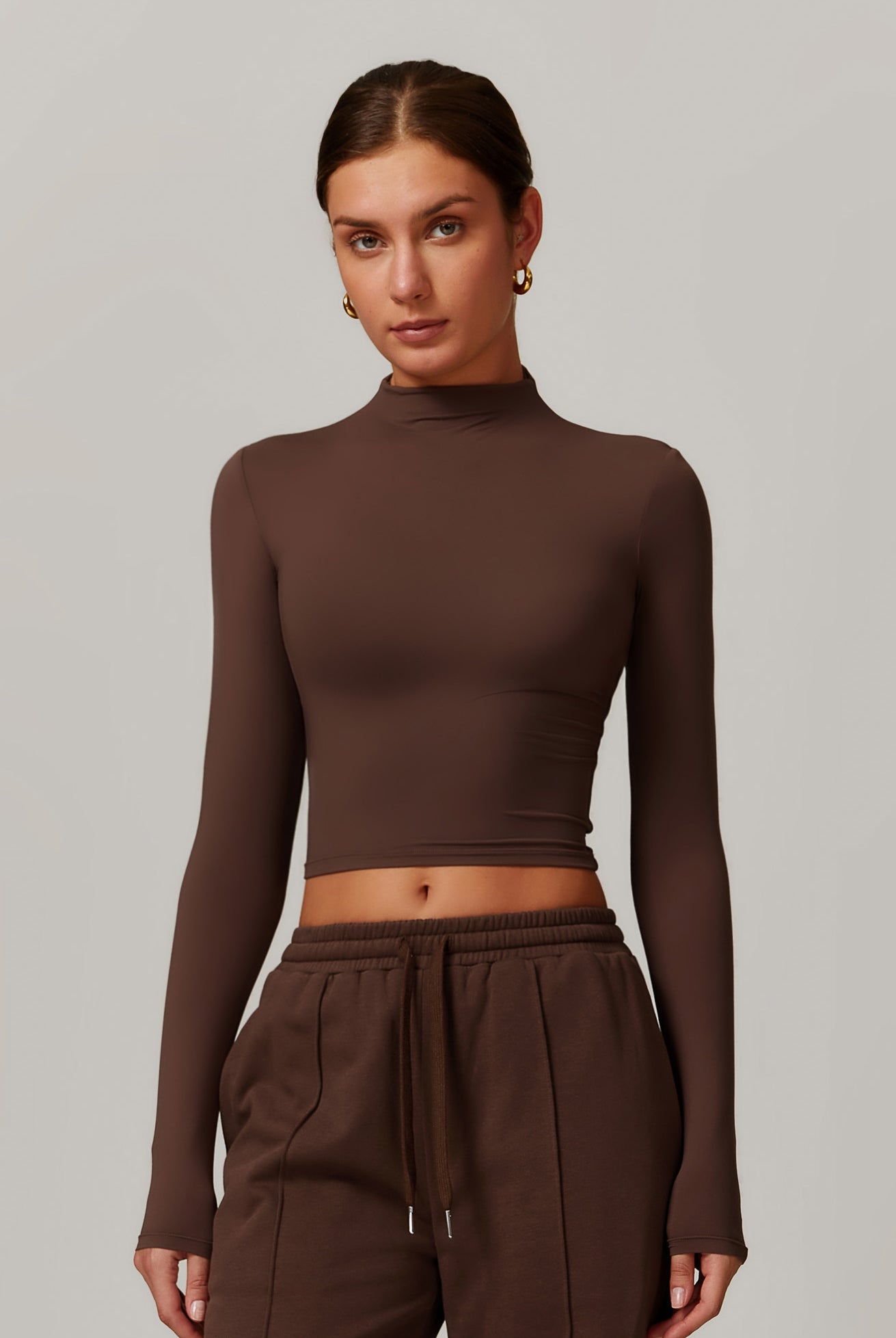 Long Sleeve Brown Top with Classy Round Neckline By BOTA Official