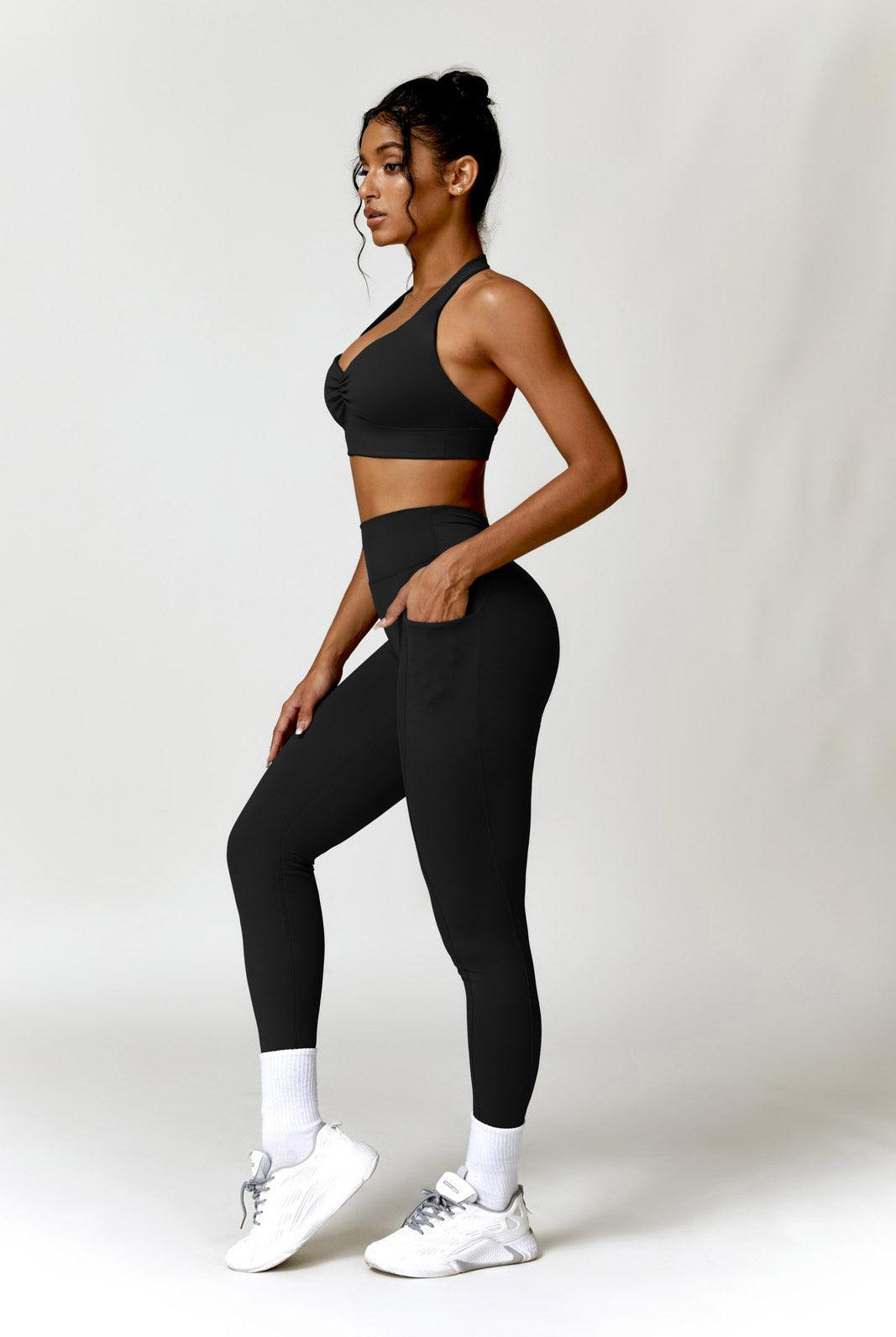 Squat Proof Black Leggings with Leg Side Pockets By BOTA Official