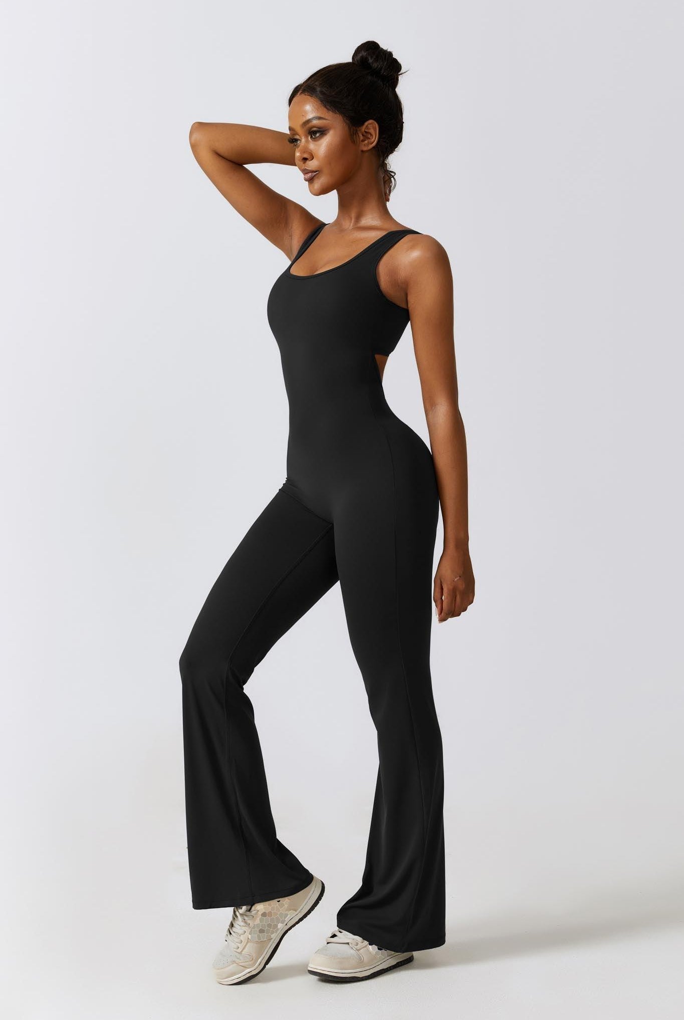 Black Stretch Jumpsuit | Sleeveless & Open Back By BOTA Official