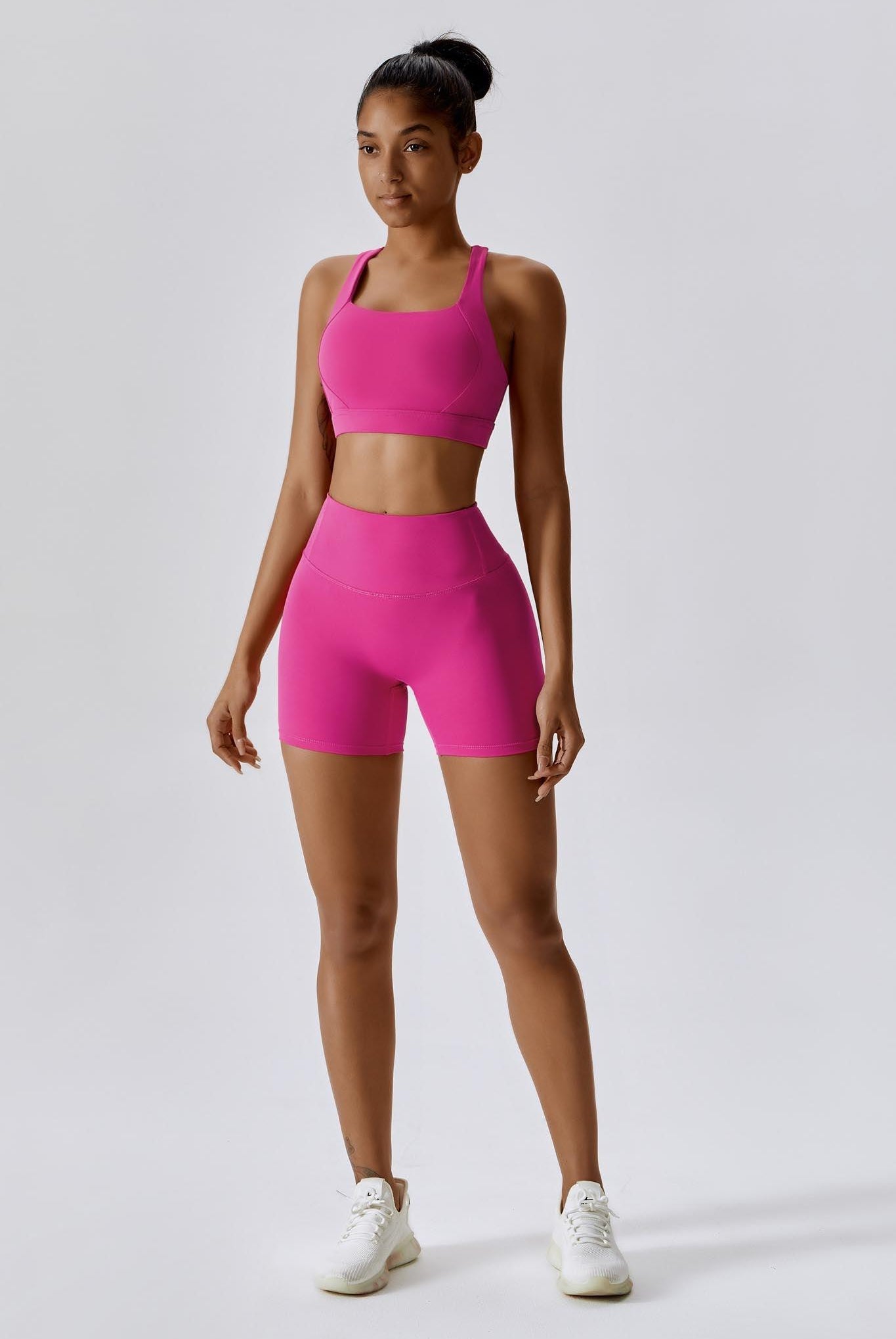 Stylish Magenta Sports Bra with Supportive Cross-Back Design by BOTA Official