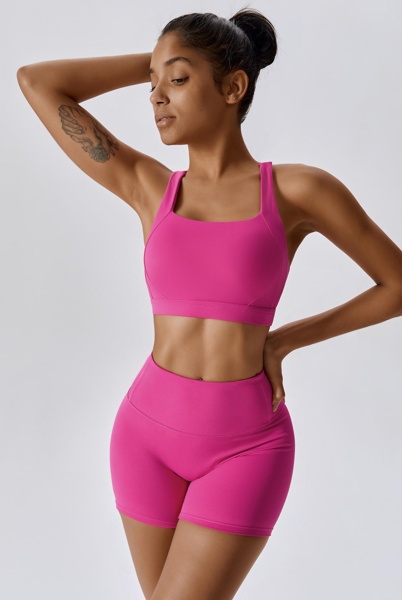 Stylish Magenta Sports Bra with Supportive Cross-Back Design by BOTA Official