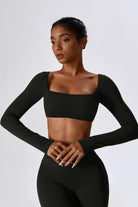 Black Long Sleeve Crop Top with Comfortable Nylon By BOTA Official