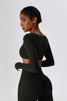 Black Long Sleeve Crop Top with Comfortable Nylon By BOTA Official