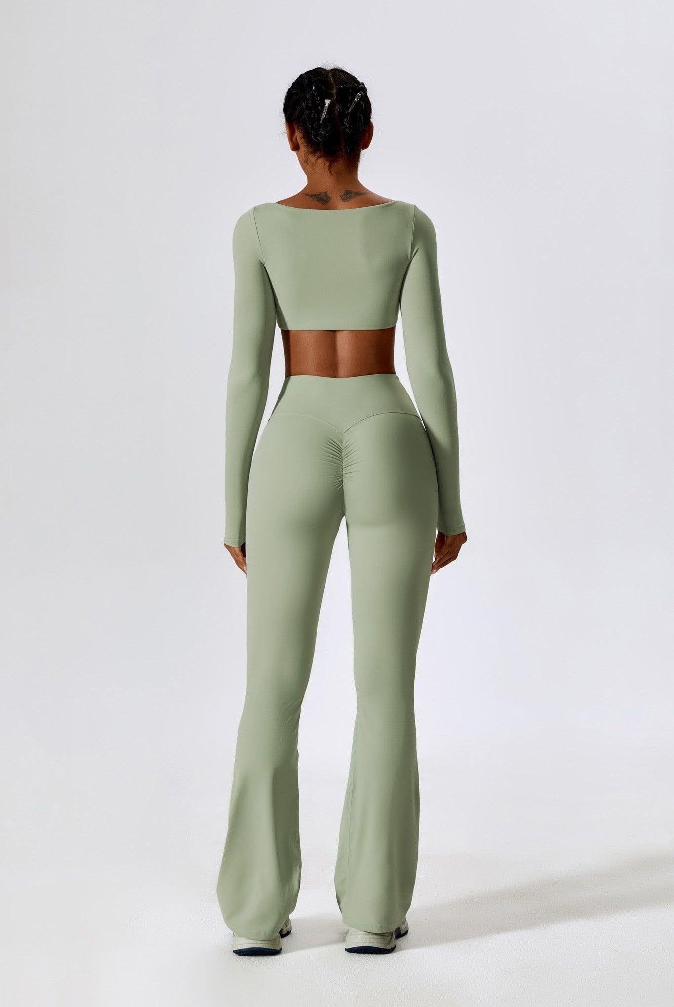 Long Sleeve Pistachio Crop Top with Stretchy and Fit Fabric By BOTA Official