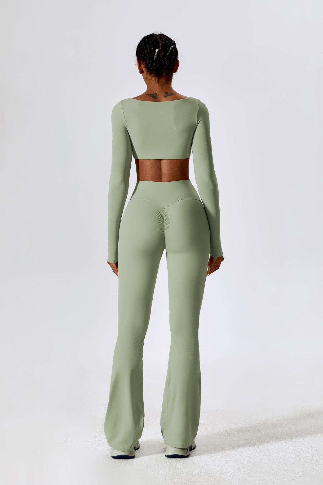 Long Sleeve Pistachio Crop Top with Stretchy and Fit Fabric By BOTA Official