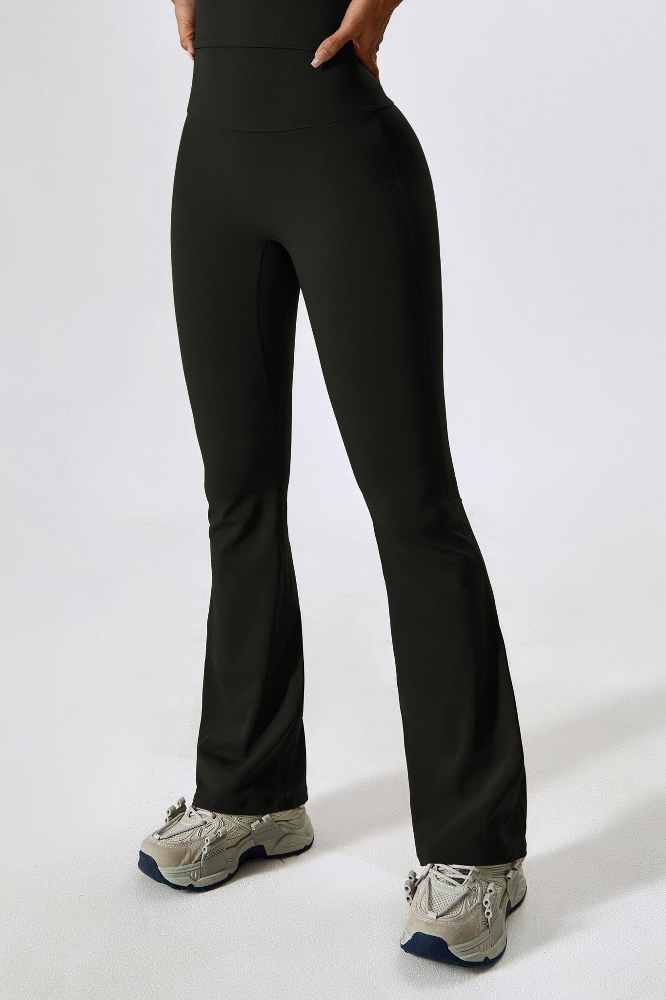 High-Waisted Black Flare Leggings with Scrunch on the Back By BOTA Official