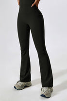 High-Waisted Black Flare Leggings with Scrunch on the Back By BOTA Official