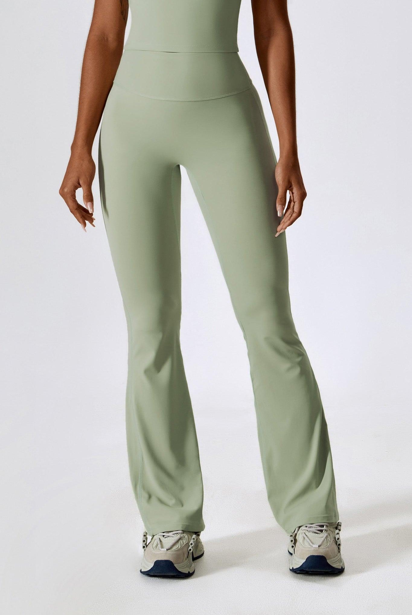 Comfortable Pistachio Flare Leggings with Squat Proof Fabric By BOTA Official