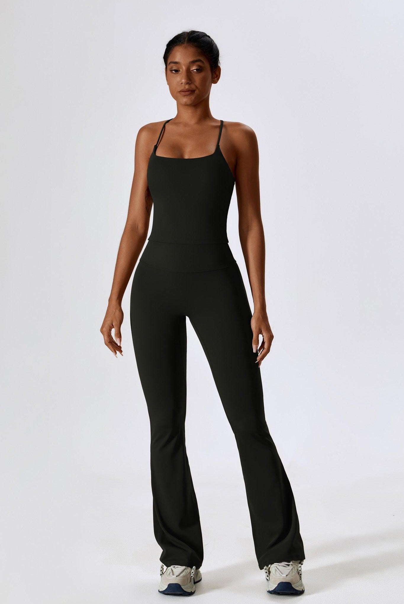 Sleek Haven Black Top with Scoop Neckline and Crossback Strap By BOTA Official