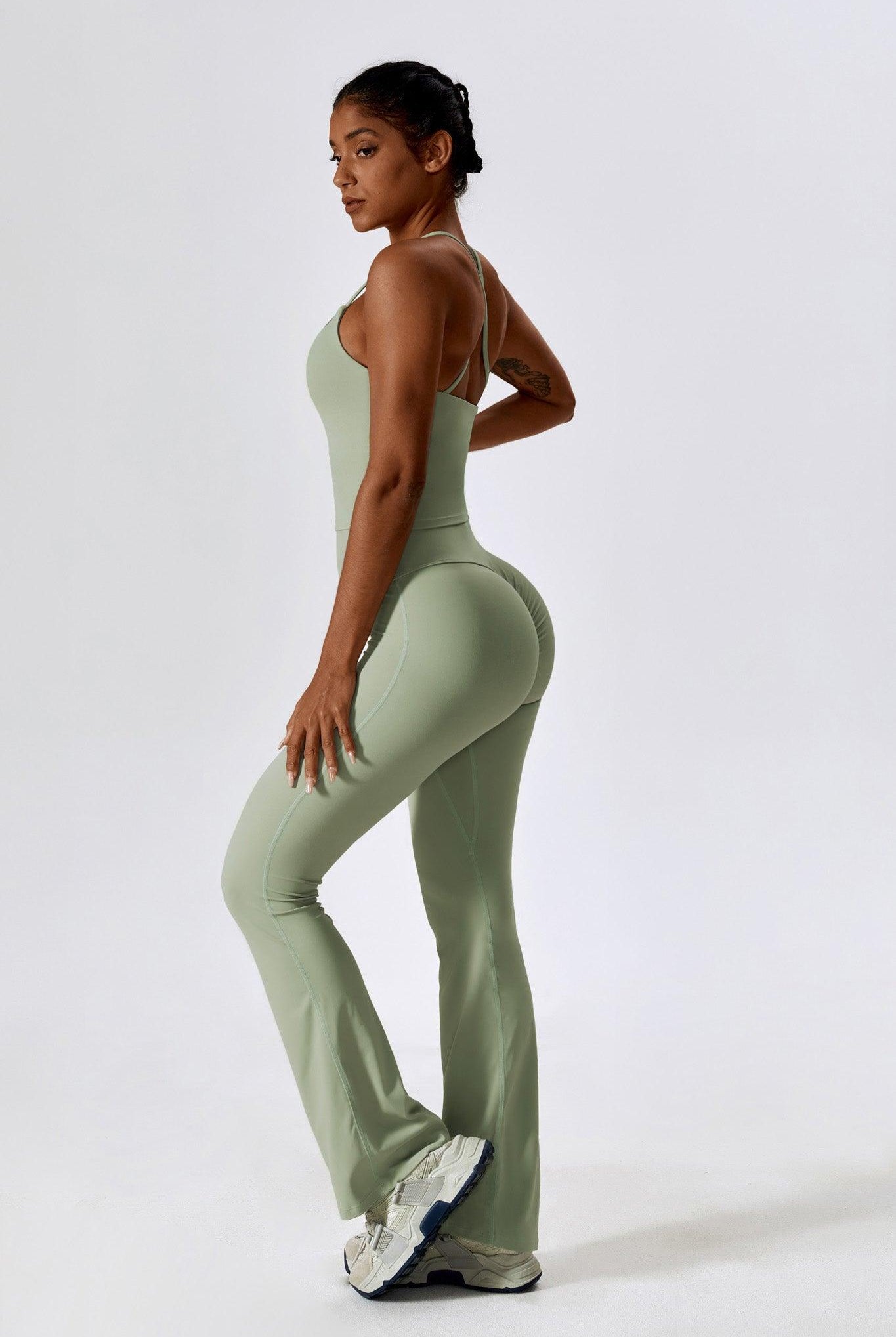 Stretchy Pistachio Top with Scoop Neckline and Thin Strap By BOTA Official