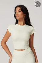 Sleek Cream Top with Four-Way Stretch Polyamide By BOTA Official