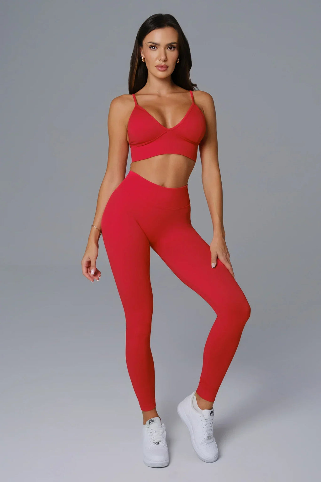 Asha V Back Leggings - Rouge Red