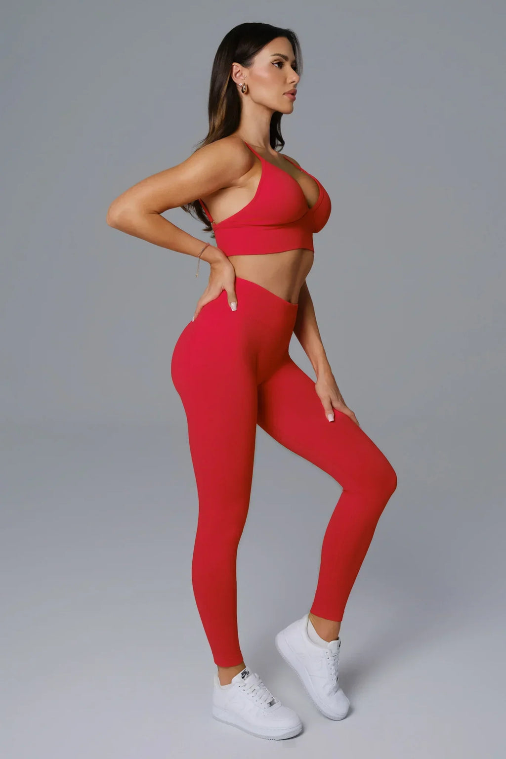 Asha V Back Leggings - Rouge Red
