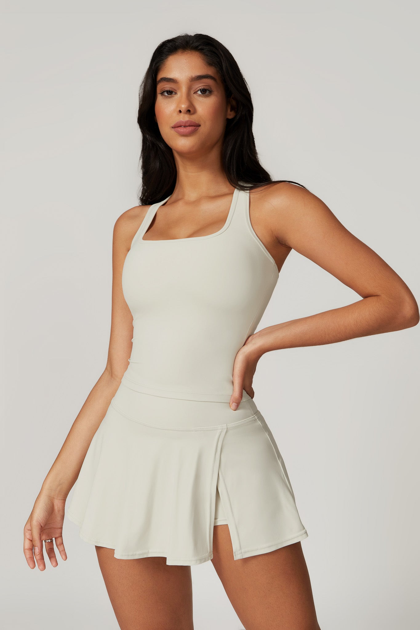 Sleeveless Cream Top with Comfy Square Neckline By BOTA Official