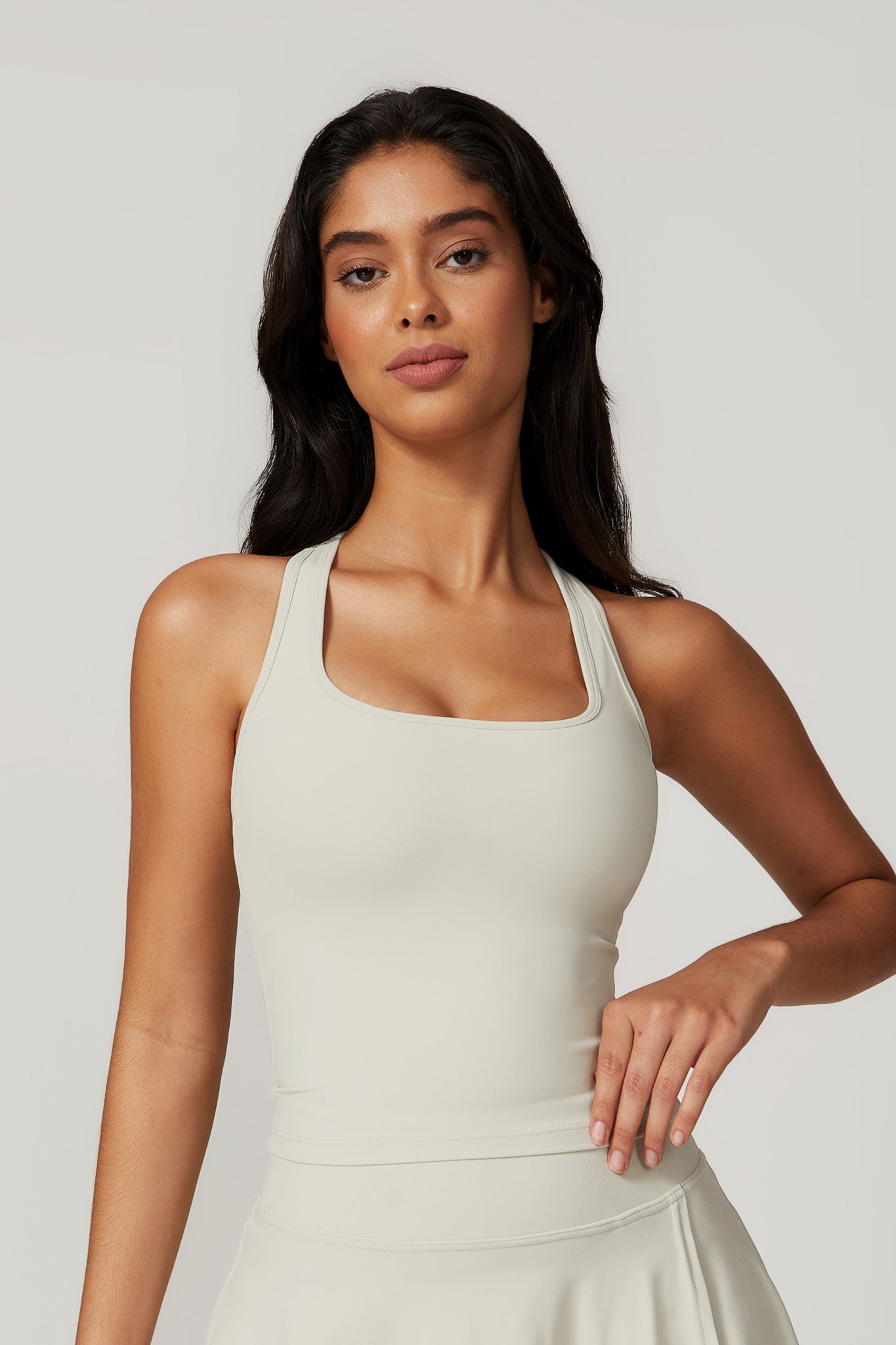 Sleeveless Cream Top with Comfy Square Neckline By BOTA Official