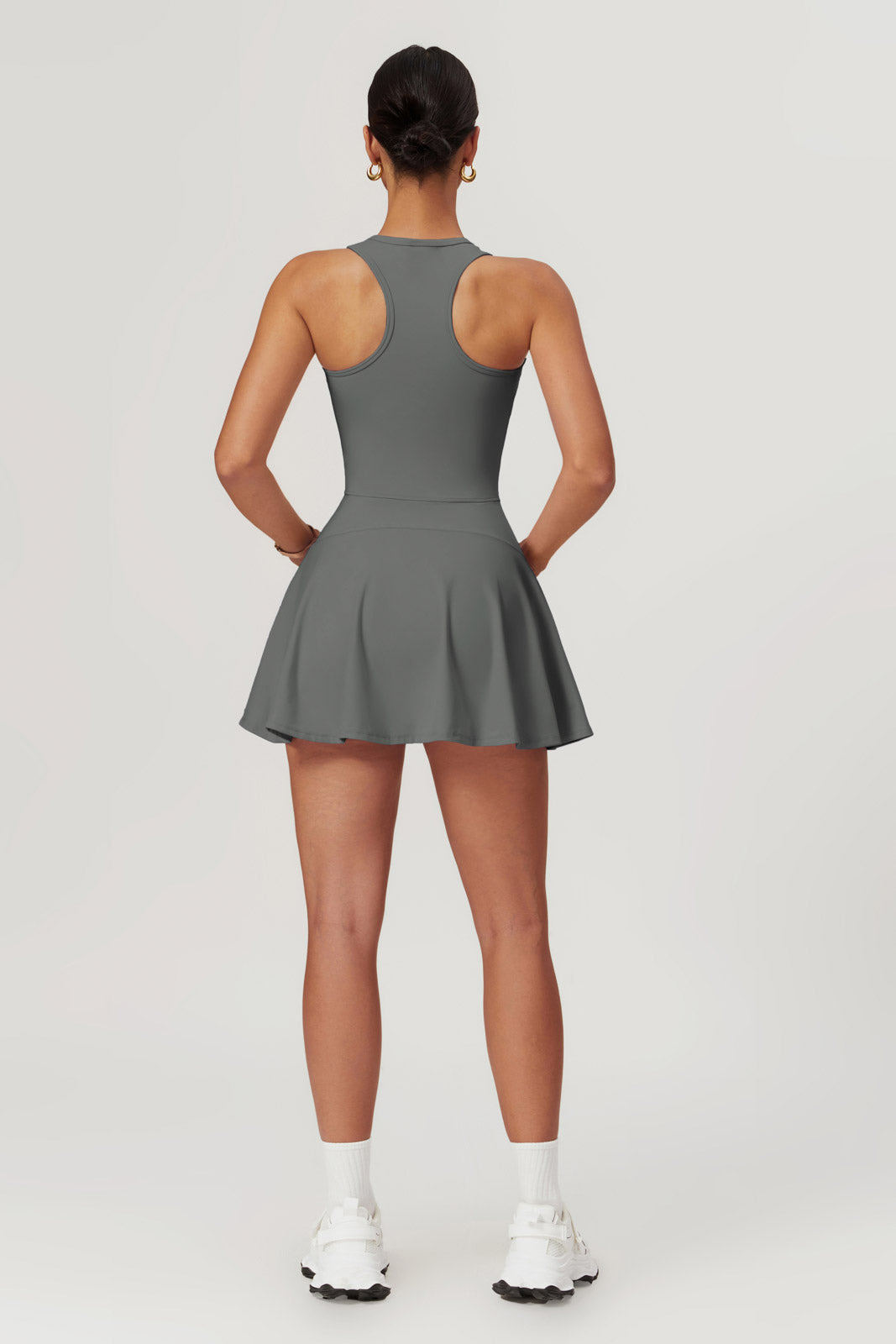 Comfortable Grey Mini Dress with Built-in Shorts By BOTA Official