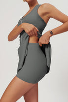 Comfortable Grey Mini Dress with Built-in Shorts By BOTA Official