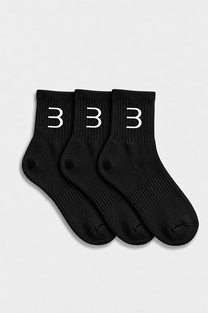 Mid-Crew Socks 3-Pack - Black