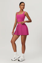 Magenta Tennis Mini Skirt with Built-in Shorts and Pleats for Comfort By BOTA Official