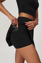 Pleated Black Mini Tennis Skirt with Built-in Shorts and Pocket By BOTA Official