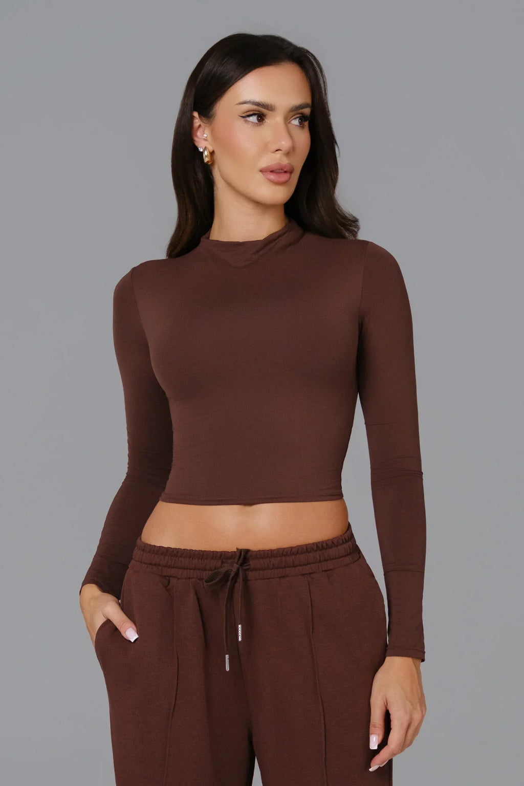 Ellie Long Sleeve Top - Brown