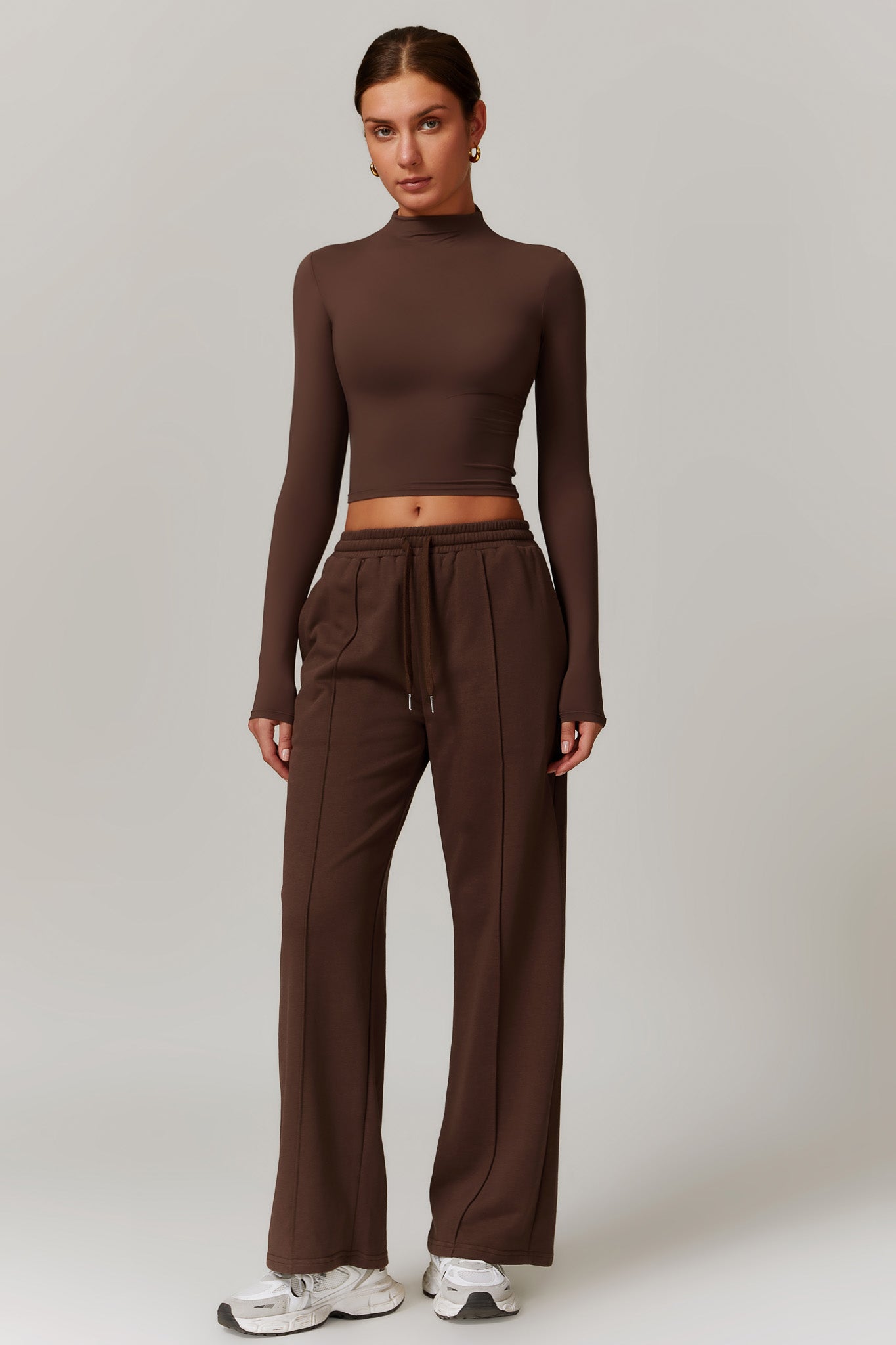 Long Sleeve Brown Top with Classy Round Neckline | BOTA Official