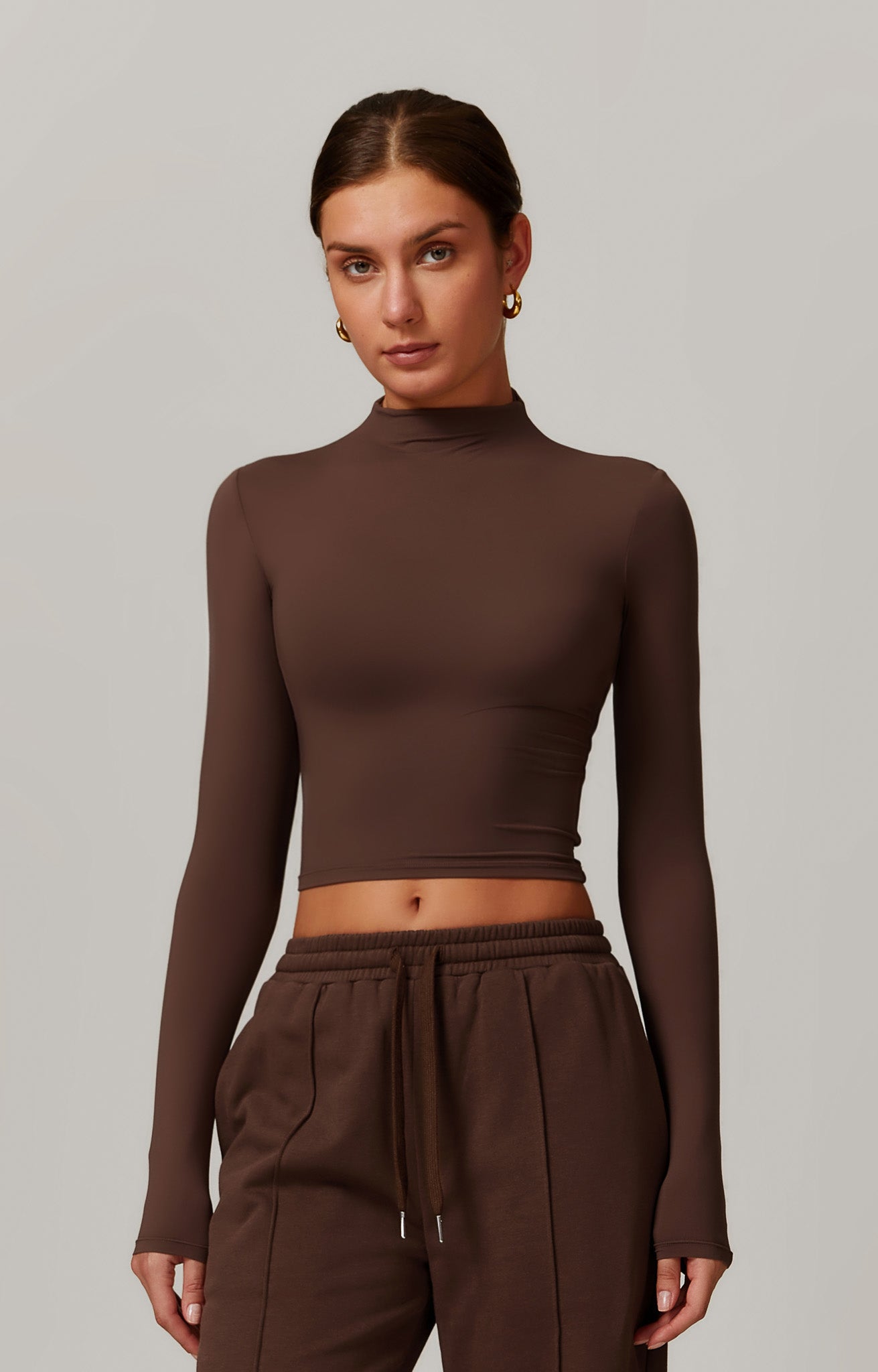 Long Sleeve Brown Top with Classy Round Neckline By BOTA Official