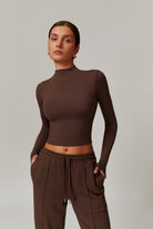 Long Sleeve Brown Top with Classy Round Neckline By BOTA Official