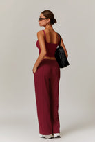 Sleeveless Maroon Top with Flattering U Shaped Back and Nylon By BOTA Official