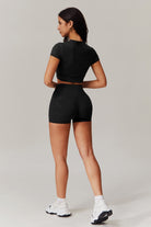 Stylish Black Shorts with Stretchy High Waist By BOTA Official