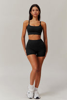 Stylish Black Shorts with Stretchy High Waist By BOTA Official