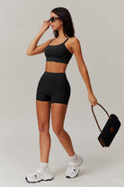 Stylish Black Shorts with Stretchy High Waist By BOTA Official