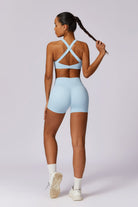 Stylish Ice Blue Shorts with High-Waist and Four-Way Stretch By BOTA Official