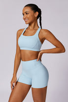 Stylish Ice Blue Shorts with High-Waist and Four-Way Stretch By BOTA Official