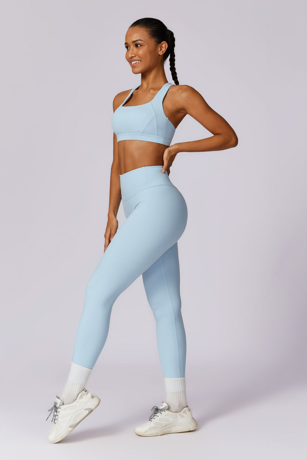 Ice Blue Yoga Leggings with Stretchy and Flattering Fit Material By BOTA Official