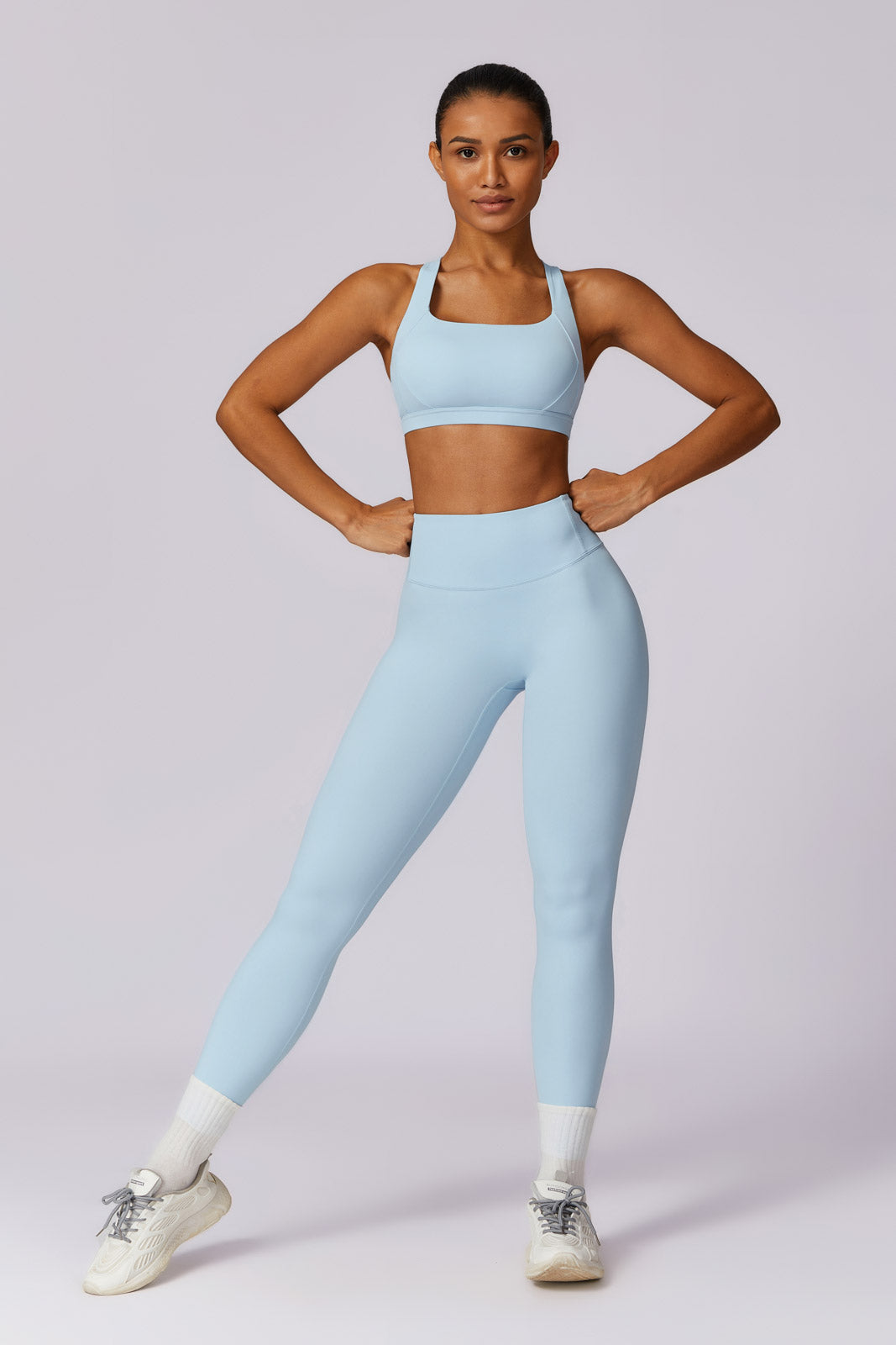 Ice Blue Yoga Leggings with Stretchy and Flattering Fit Material By BOTA Official