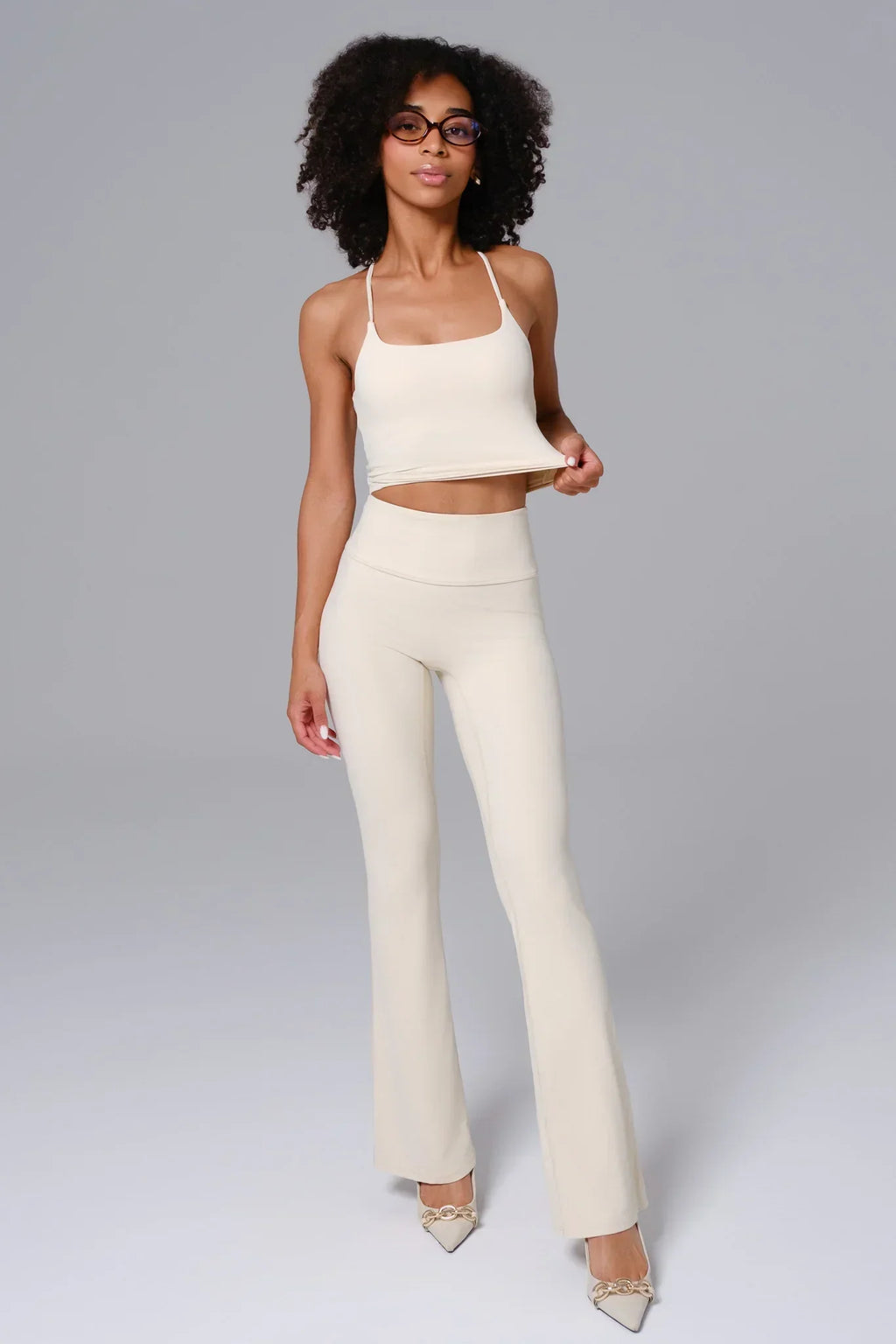 Haven Scrunch Flare Leggings - Cream