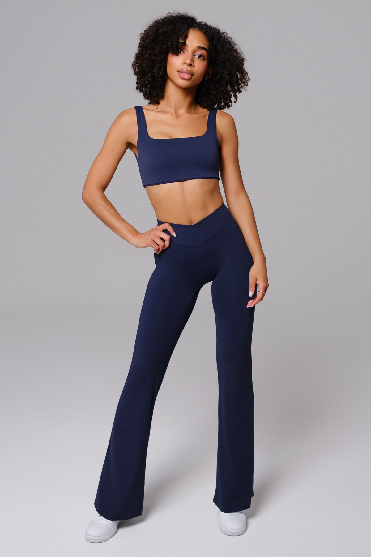 Maeve V-Waist Flare Leggings - Deep Navy (FINAL SALE)