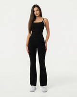 Organic Cotton Cami Top & Flare Leggings Set - Black