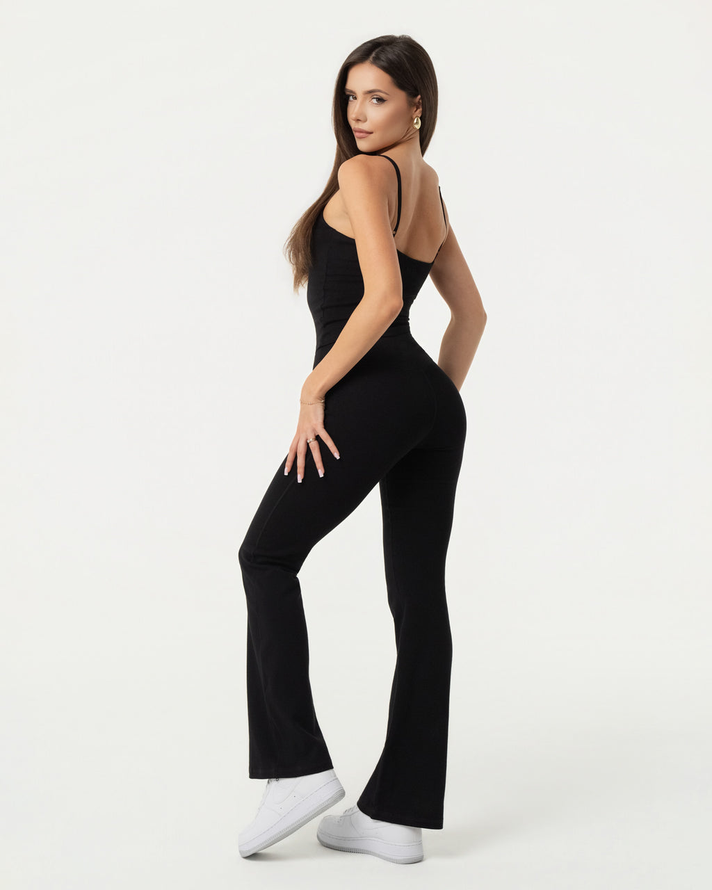 Organic Cotton Cami Top & Flare Leggings Set - Black