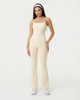 Organic Cotton Cami Top & Flare Leggings Set - Buttercream