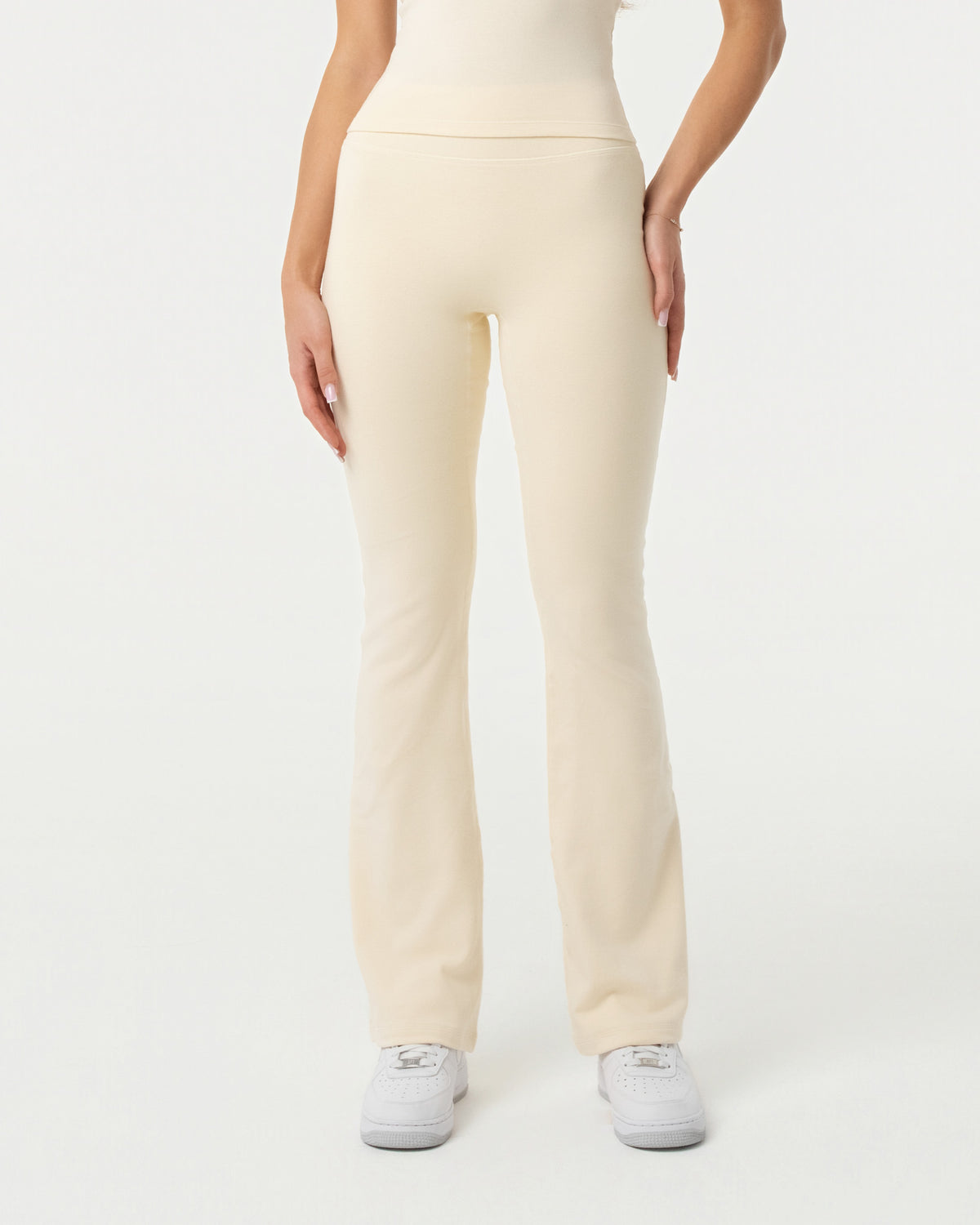 Organic Cotton Flare Leggings - Buttercream
