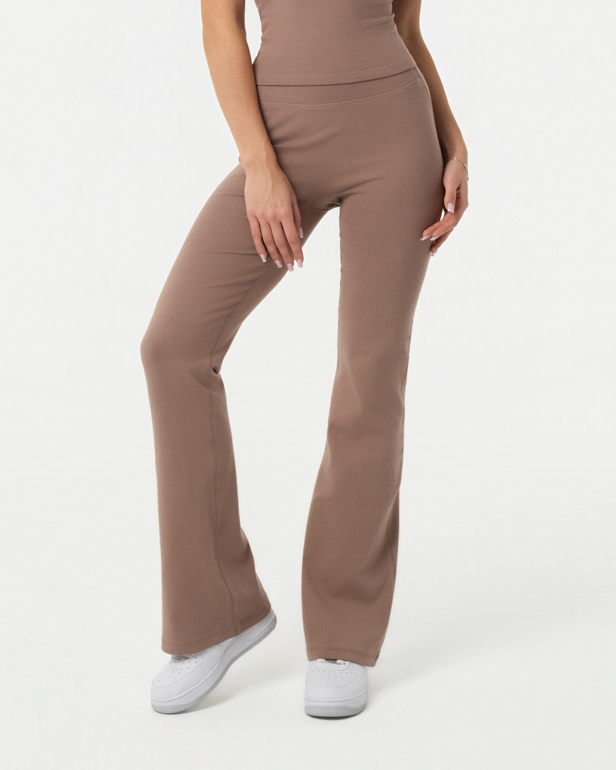 Organic Cotton Flare Leggings - Truffle