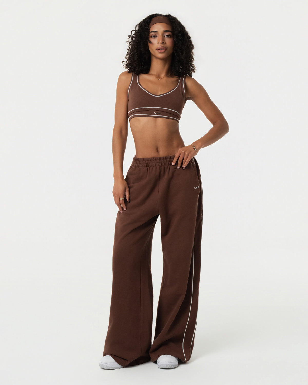 Organic Cotton Sports Bra & Sweatpants Set | Chestnut