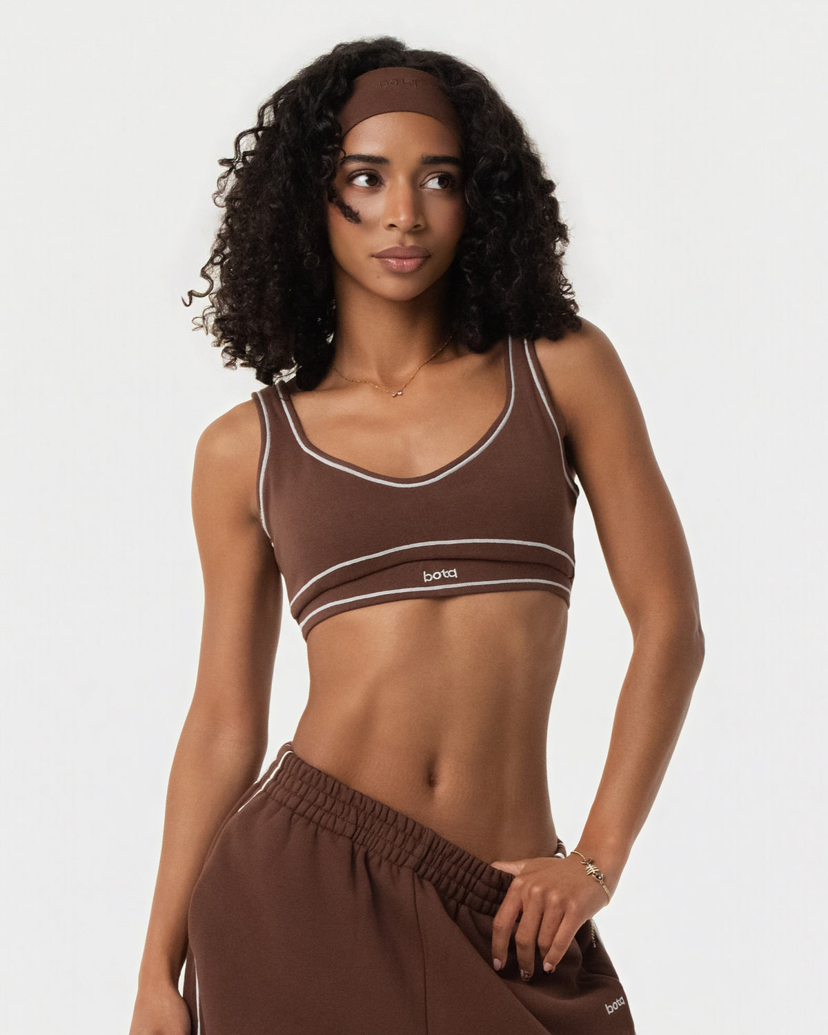 Organic Cotton Sports Bra - Chestnut