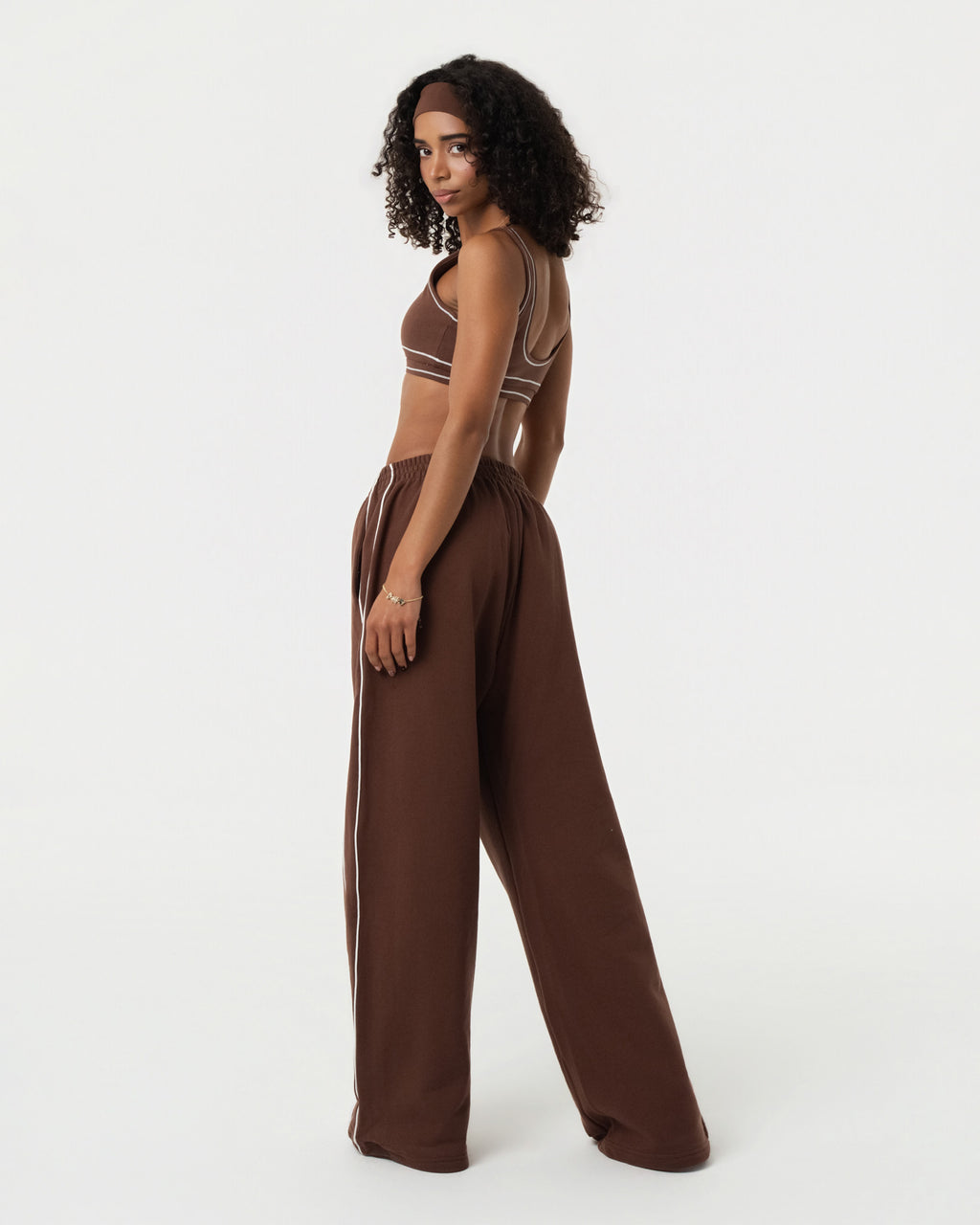 Organic Cotton Sports Bra & Sweatpants Set | Chestnut