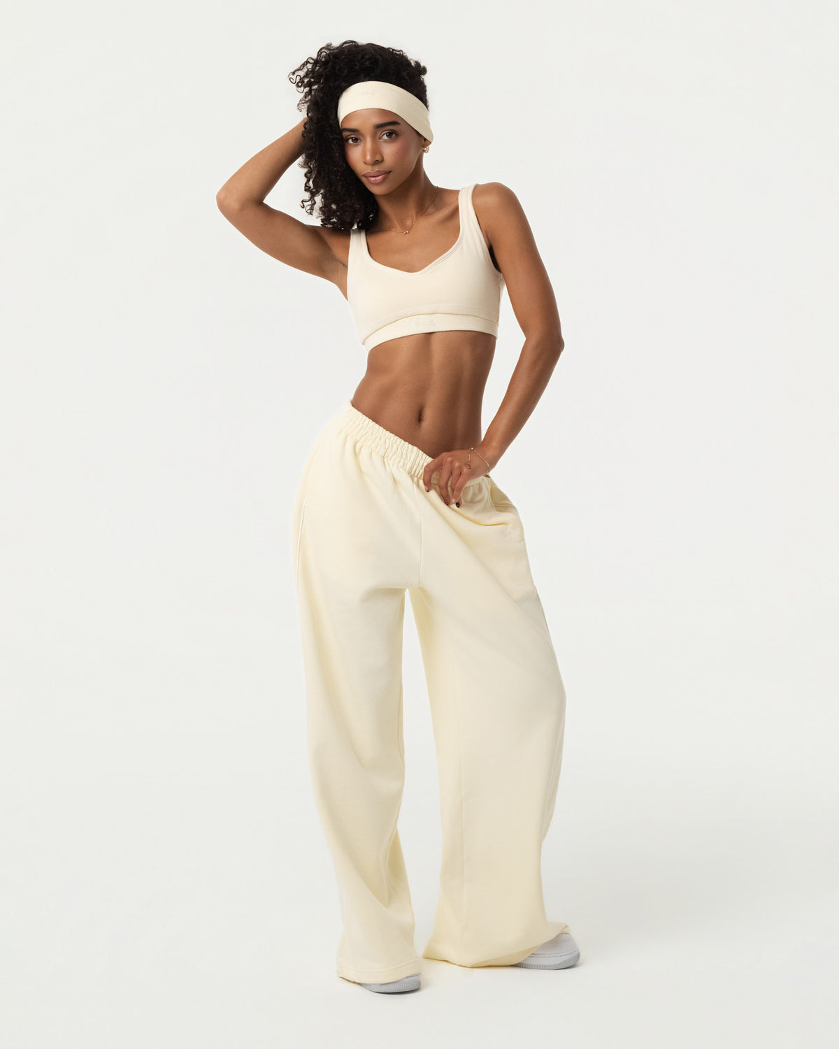 Organic Cotton Sports Bra & Sweatpants Set | Buttercream