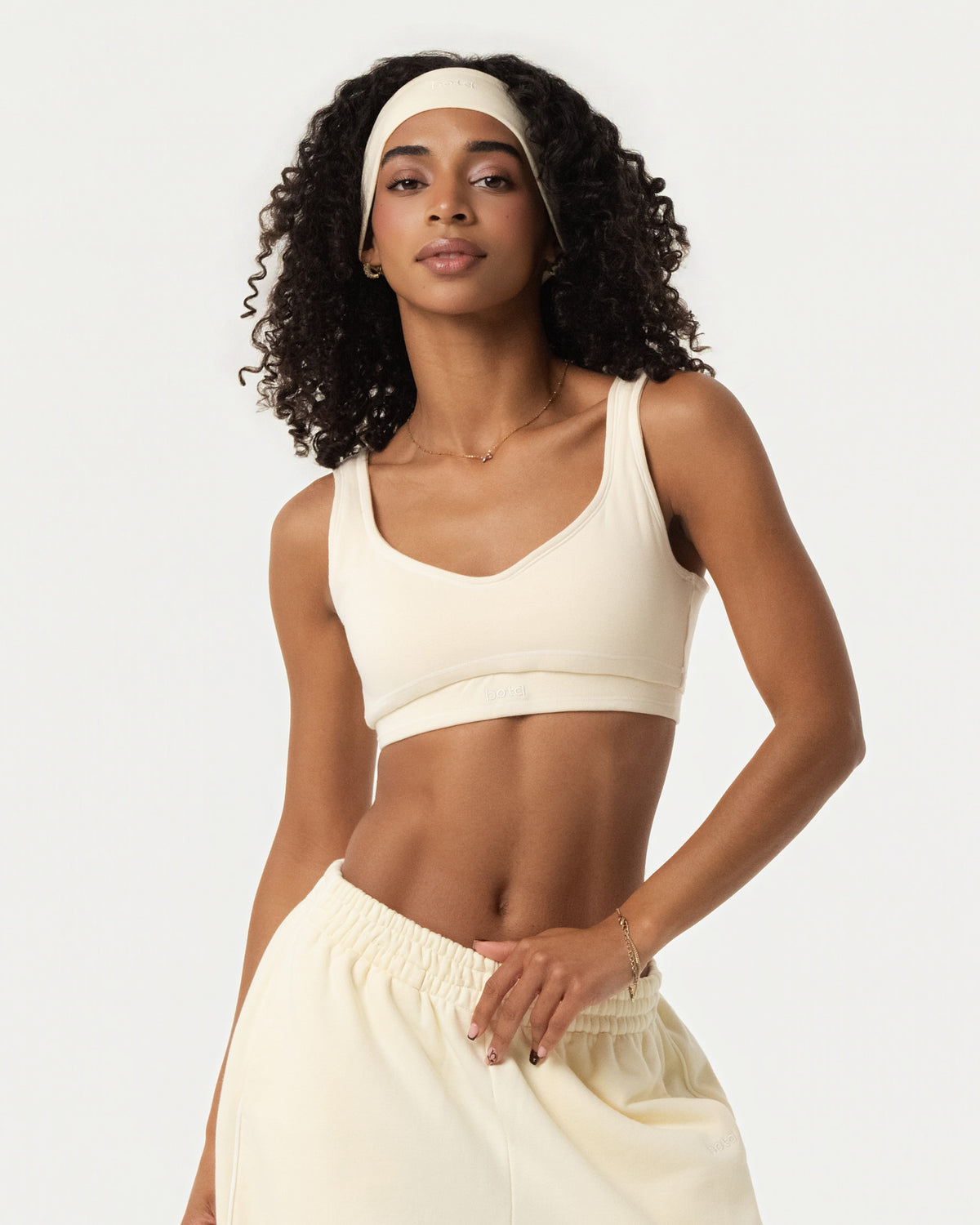 Organic Cotton Sports Bra - Buttercream