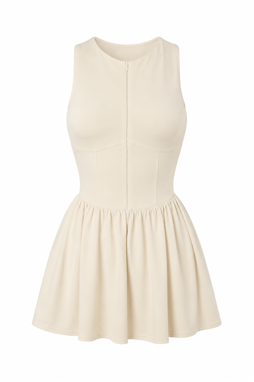 Buttercream organic cotton tennis dress, product flat lay.